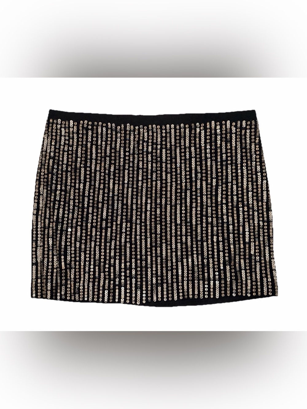 NWT Theory Rickena Black Sequin Silk Mini Skirt Size 10